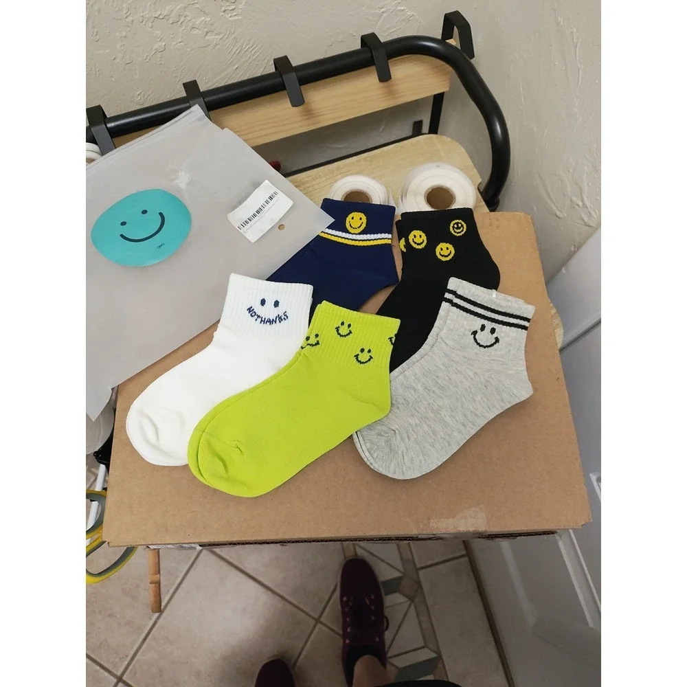New Cute Smile Girls Anle Socks Size 3y